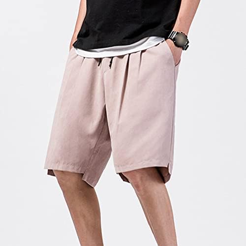 Men Solid Color Classic Fit Atring Atring Short No Belt Belt Five Point Sport Shorts Straight perna Carga esticada curta