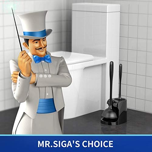 Mr.Siga Manger e escova de tigela combinada para limpeza do banheiro, preto, 2 sets