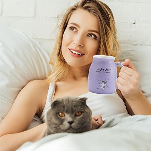 BGBG Cute Cat Canecty Novelty Ceramic Coffee Cup com Kawaii Wooden Kitty tampa, adorável colher de garra de gato, montanha