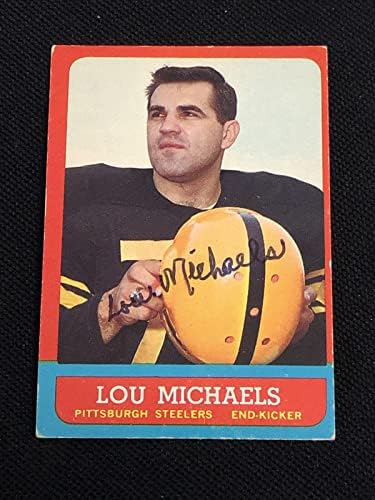 Lou Michaels 1963 Topps assinado cartão autografado 130 SP Pittsburgh Steelers - Cartões de futebol autografados da NFL