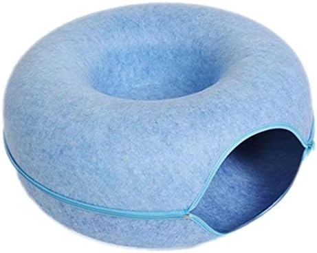 Cama do túnel Hulzult para gatos, brinquedo de gato de feltro durável, gato redondo de gato design de donut caver