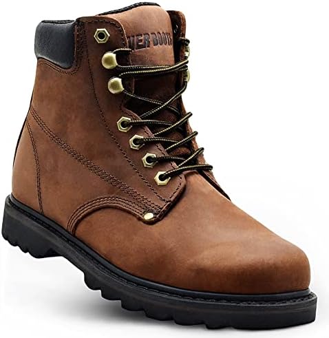 Botas de trabalho para homens de dedão macio - botas de couro de 6 polegadas para construção de borracha Botas de Trabajo para