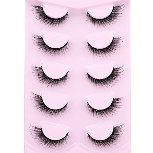 Fox Eye Churches 16mm Faux Mink Lashes Angel Wing Falselashes Look Natural Look Bratz Lashes Wispy Cat Eye Pack Pack por Zegaine 5 pares