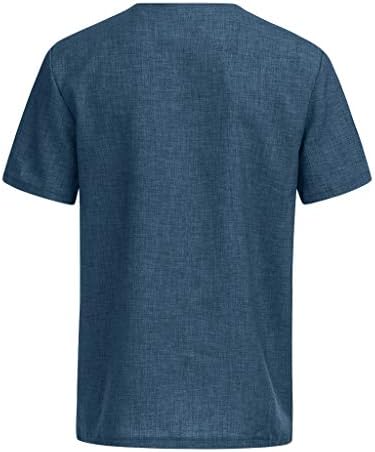 Topunder Men Baggy Retro Cotton Linen Solid Slave V Camisetas de pescoço T Tops Bloups
