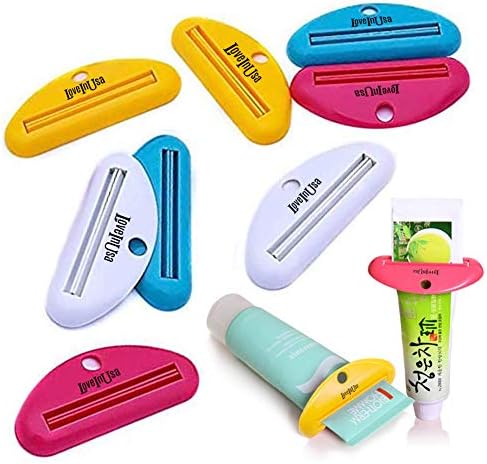 Distribuidor de pasta de dente de plástico de Loveinusa 4pcs e espremedor de creme dental de cores aleatórias
