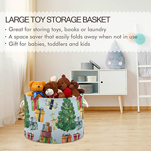 Mnsruu Storage Basket 20 x14 Árvore de Natal verde e cesta de organizadores colapsáveis ​​com alças, cesta de lavanderia de