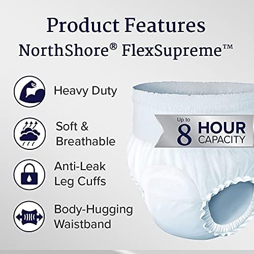 Northshore Flexsupreme Pull-On Incontiny Underwear para homens e mulheres, X-Large, Case/48