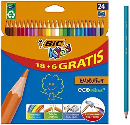 Lápis para colorir de evolução de crianças da BIC - pacote de valor multicolorido de 18
