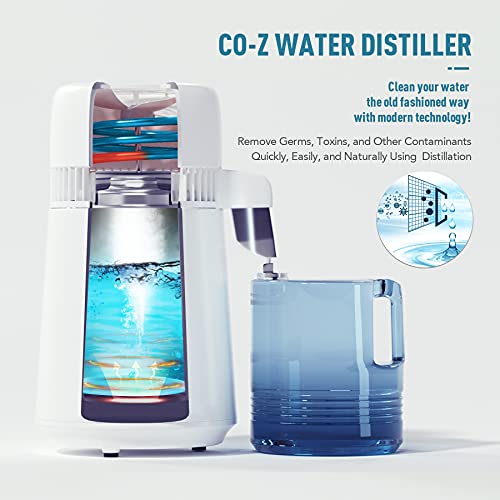 Fabricante de água destilada de co-z, destilador de água de 1 galão, máquina de destilador de água de bancada de 4l, filtro