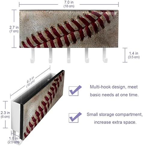 Ganchos de parede Guerotkr, ganchos pendurados, ganchos pegajosos para pendurar, padrão de beisebol retrô