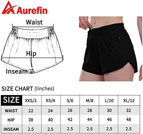 Aurefin Shorts de corrida para mulheres ， shorts atléticos leves com revestimento de malha e bolso de zíper shorts de exercícios