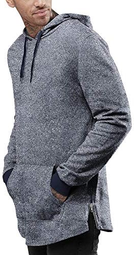 Chapéu e além masculino marlel marlel longline zipper hipster capuz escovado pulôver de lã