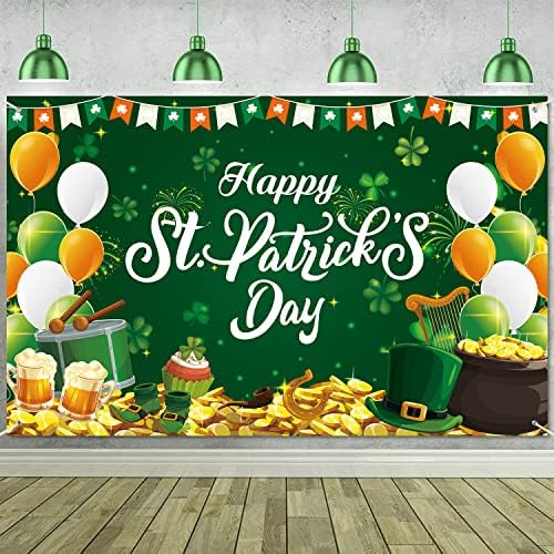 Decorações do dia de St Patricks para a casa, Happy Saint São Patrício Decorações de Days Banner Banner 72x44 polegadas, Shamrock Irish Luck Dia