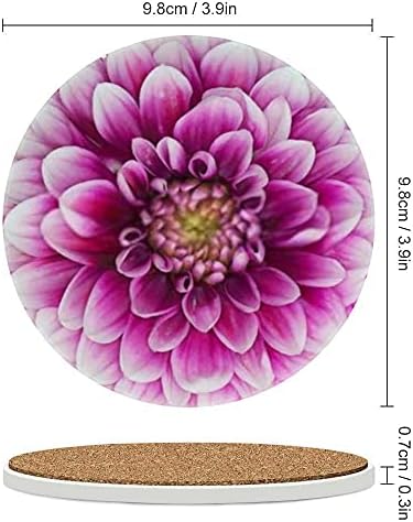 Montanha -russa QAZPL para bebidas Coaster de pedra cerâmica Conjunto de flores FLOR DAHLAS