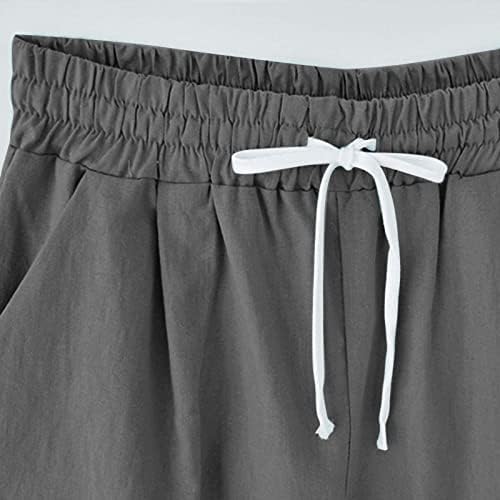 Adjhdfh feminino calça de linho de algodão de verão de tamanho alto shorts de cintura alta treino de praia de praia plus size shorts jeans