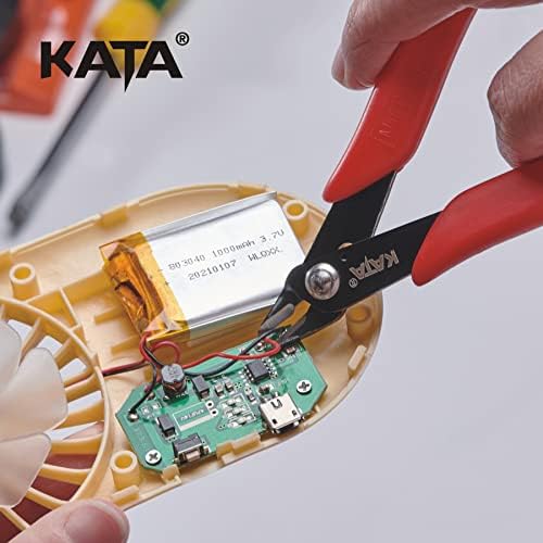 Kata 2-Pack Micro Wire Cutter, Precison Electronics Flush Cutter e alicate de corte lateral, corte limpo para modelo, jóias, kits de modelo, vermelho…