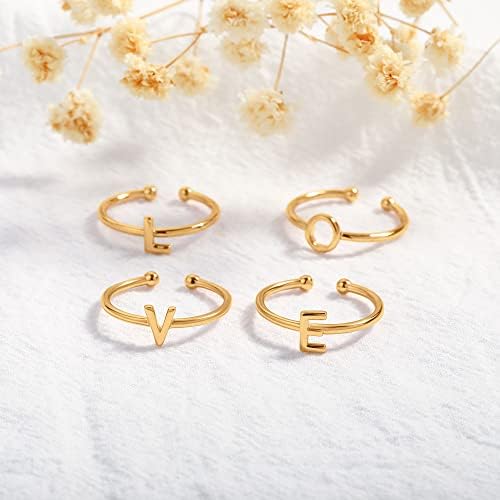 Glijwele 925 anéis de prata esterlina para mulheres adolescentes, 925 anéis iniciais ajustáveis ​​de prata esterlina para mulheres empilháveis ​​anéis fofos para meninas adolescentes jóias