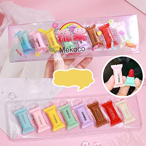 Koranor Mini Candy Lipstick Conjunto do copo antiaderente Veludo fofo Capsule Lipstick Presente de maquiagem 8 cores Conjunto de maquiagem gótica