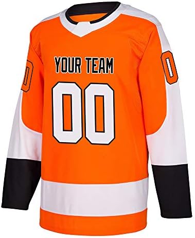Orange Customized Ice Hockey Jersey for Men Women Youth S -8XL Nome e números de costura autênticos - projete o seu