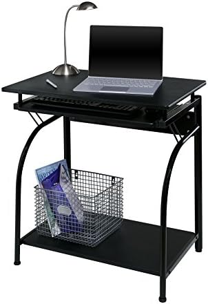 Mesa de computador Stanton OneSpace com bandeja de teclado de extração, preto