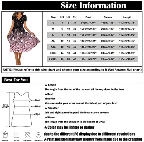 Vestido de verão adhowbew para mulheres 2023 estampa floral v vestido midi vestido midi casual manga curta um vestido de linha