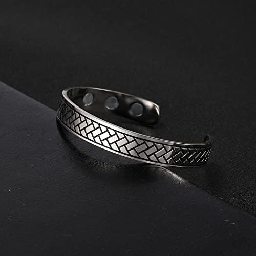 Pulseira de terapia magnética KKJOY para homens Pulparelete de saúde Bracelete magnética pulseira terapêutica Sanfleto de aço inoxidável Pulseira geométrica de manguito-artrite do manguito-artrite alívio da dor