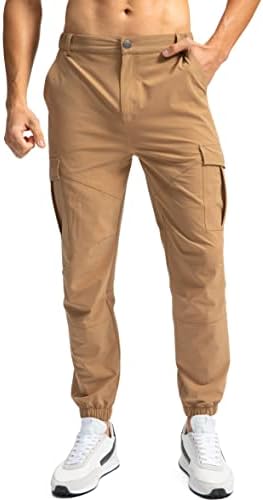 Calças de carga de caminhada masculina do Pinkbomb com 7 bolsos Slim Fit Stretch Joggers Golf Cargo Work Pants for Men