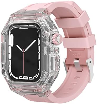 Bholsa Luxury Transparent Modification Kit Case para Apple Watch 440 41mm DIY Mod Kit+Tira de borracha para Apple Watch Band 45mm 44mm SE 8 7 6 5 4