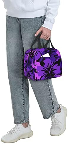 Tingme Purple Hawaiian Flowers Lanch Saco de lancheira isolada para masculino para homens lanchone