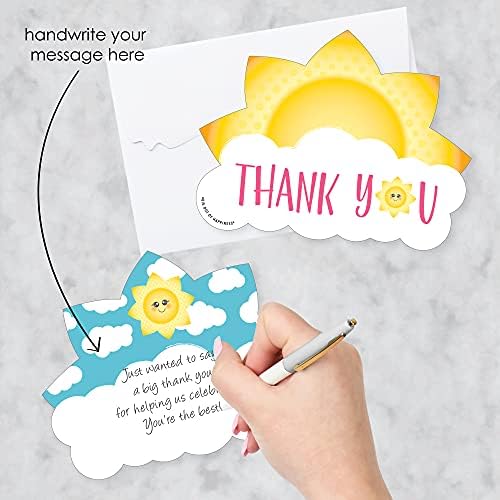 Big Dot of Happiness You Are My Sunshine - Shaped Thank You Cards - chá de bebê ou festa de aniversário, agradecimento