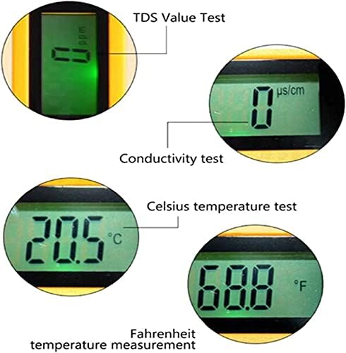 Yuesfz medidor TDS digital preciso, testador de qualidade da água ideal para água potável, 0-9990 ppm, EC e medidor de temperatura