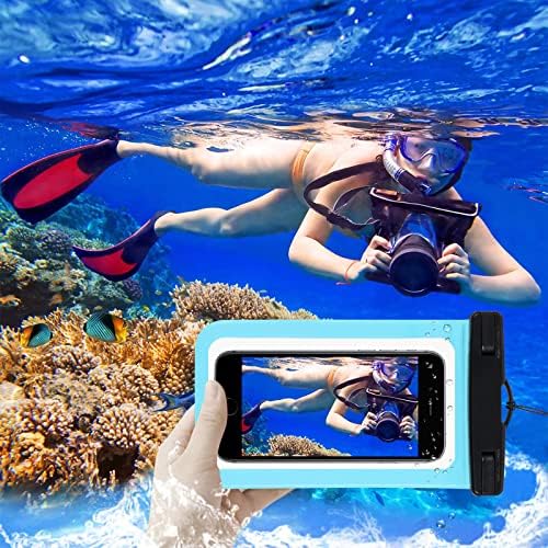 Harapu Universal Waterperperp Pouch Case compatível com iPhone 13 12 11 Pro Max XS Max Xr X 8, Galaxy S21 S20 S11 S10 S8 S8+, a maioria telefone até 6,5 diagonal, azul
