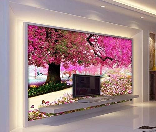 Sala de estar papel de parede3d fantasia cereja flor árvore tv background wall mural picture download-400x300cm