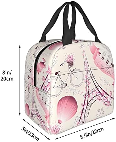 Pink Paris Eiffel Tower Salquilhas portáteis de bolsa à prova d'água portátil Bento Bento Isolável Acessórios para lanche de acessórios