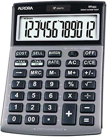 Calculadora de negócios Aurora DT661 com margem de venda de custo e impostos, cinza