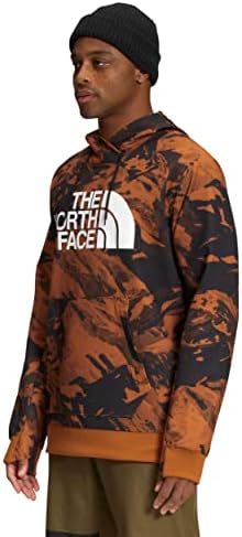 O North Face Masculino Tekno Logo-repelente de água com capuz, estampa de montanha tonal marrom de couro, pequeno regular