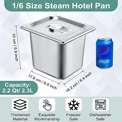 8 Pacote de pacote de vapor inoxidável Pan 6 Pan a vapor profundo com tampa de 0,8 mm de espessura aço inoxidável Anti