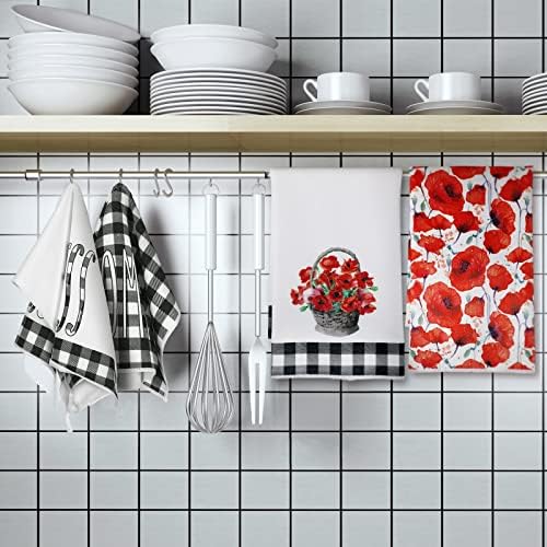 Conjunto de 4 toalhas de cozinha de 4 toalhas de cozinha com toalhas de prato de dadas