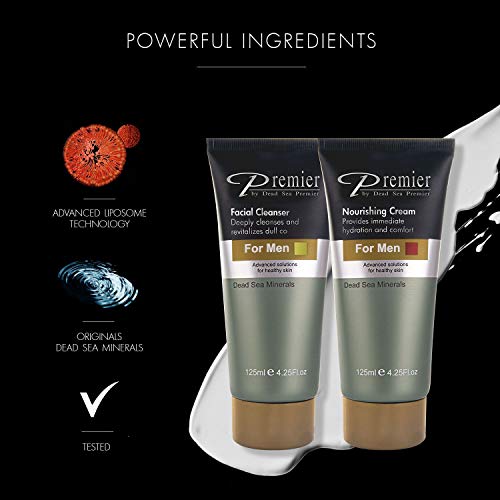Limpador facial do Mar Morto Premier + Creme nutritivo para homens Kit exclusivo One + One Light e suave Hidratante,