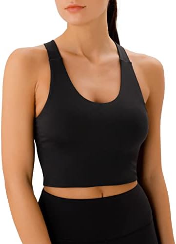BRA esportiva acolchoada de longa linha para mulheres Tops Criss Cross Strappy Athletic Yoga Crop Top Top Gym Camisetas Wirefree