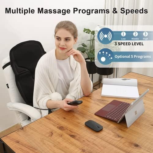 Slothmore Back Massage Chaft com calor, 10 nós de vibração Cusho de assento de massagem, massageador traseiro para liberação e fadiga