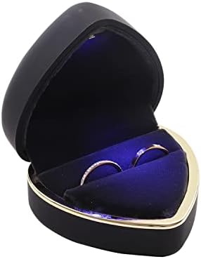 Caixa de anel Gbyan com luz LED para proposta, engajamento, Caixa de anel de jóias em forma de coração da cerimônia