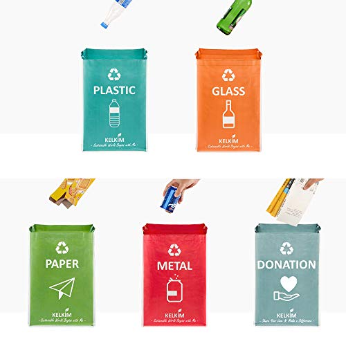 Sacos de lixo de reciclagem de Kelkim e bolsa de doação para o escritório da cozinha em casa/organizador de resíduos de reciclagem interna portátil/recipientes de lixo à prova d'água/lixo reciclável Bin/tamanho grande