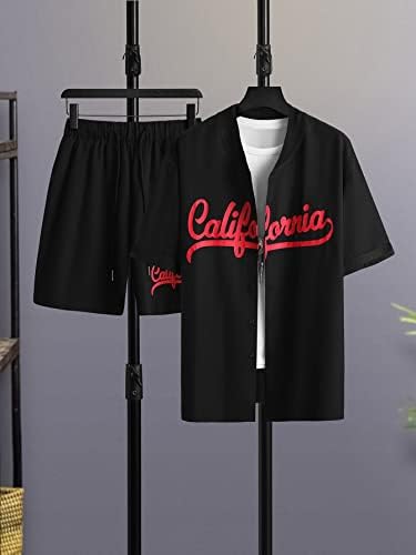Nibhz roupas de duas peças para homens caras letra de beisebol camisa de pescoço e shorts de cordão