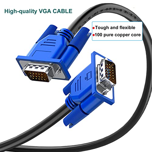 VGA Cable 2-Pack, 3 pés VGA Monitor Cabo masculino para macho de 1080p HD Full HD Alta resolução para monitor TV Projector de