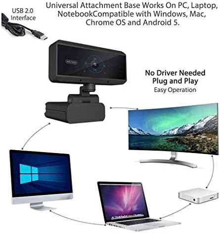 Lkyboa 1080p webcam, microfones duplos embutidos, câmera de vídeo em HD Full para computadores PC laptop Desktop, plugue