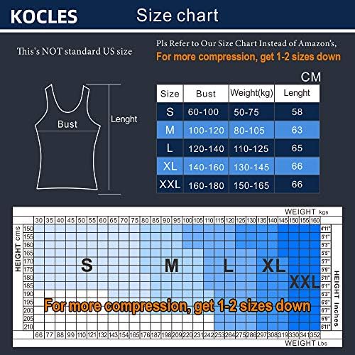 Tampa de compressão de Kocles Mens Camisetas de colete de ginástica absolho abdom
