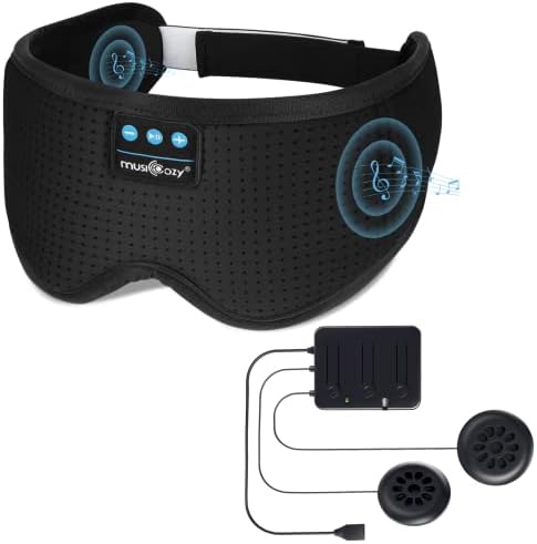 MusicOzy White Noise Sleep Headphones Bluetooth Headnd, módulo Bluetooth Máscara de sono Mussa sem fio 3D Sleeping Headbuds