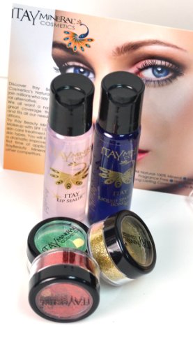 Bundle 19 itens: Maquiagem mineral Itay- Coleção profissional Maquiagem mineral natural para pele clara inclui: fundações, bronzeador, blush, sombras, brilhos,