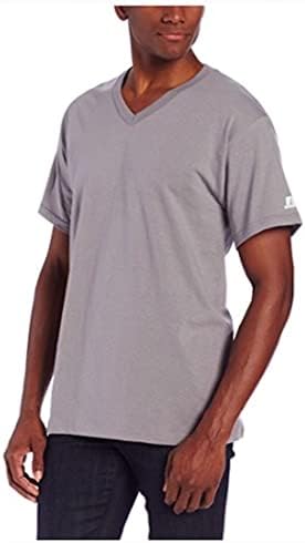 Camiseta de decote em V masculino de Russell Athletic